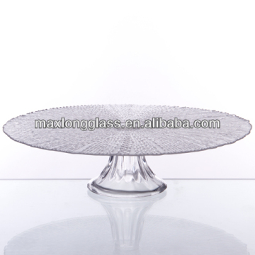 Handmade clear glass cake stand with stem