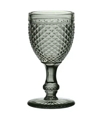 ATO Carved wine glass with grey crystal
