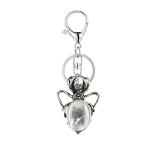 Clear Crystal 13X18mm Cabs Antique Silver Alloy Spider Pendant Keychain