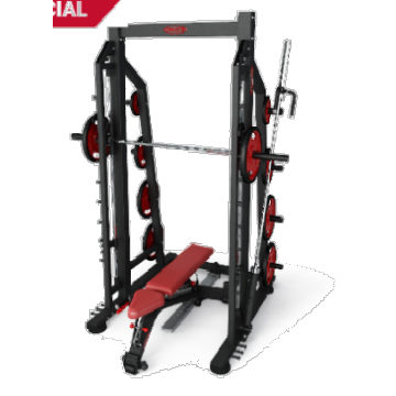 Pokolovaný nabitý olympijský Smith Machine vyvážený