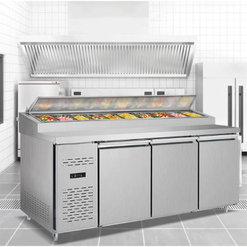 Mostrador de la mesa de preparación de pizza refrigerada mostrador