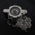 Revolver Metal Dice Set, 7 Piece Polyhedral Bullet Dice with Spinning Revolver Cylinder Case, Cyberpunk Style Tabletop RPG Dice