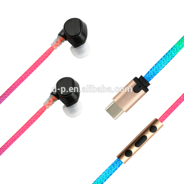 2017 trending products type c audio jack shoelace earpone with mic