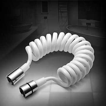 White Spring Shape Shower Hose with Brass Nuts