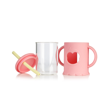 High Borosilicate Glass Baby Cup with Straw and Anti-Scald Features