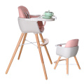 Cadeira alta de madeira para bebê com bandeja removível