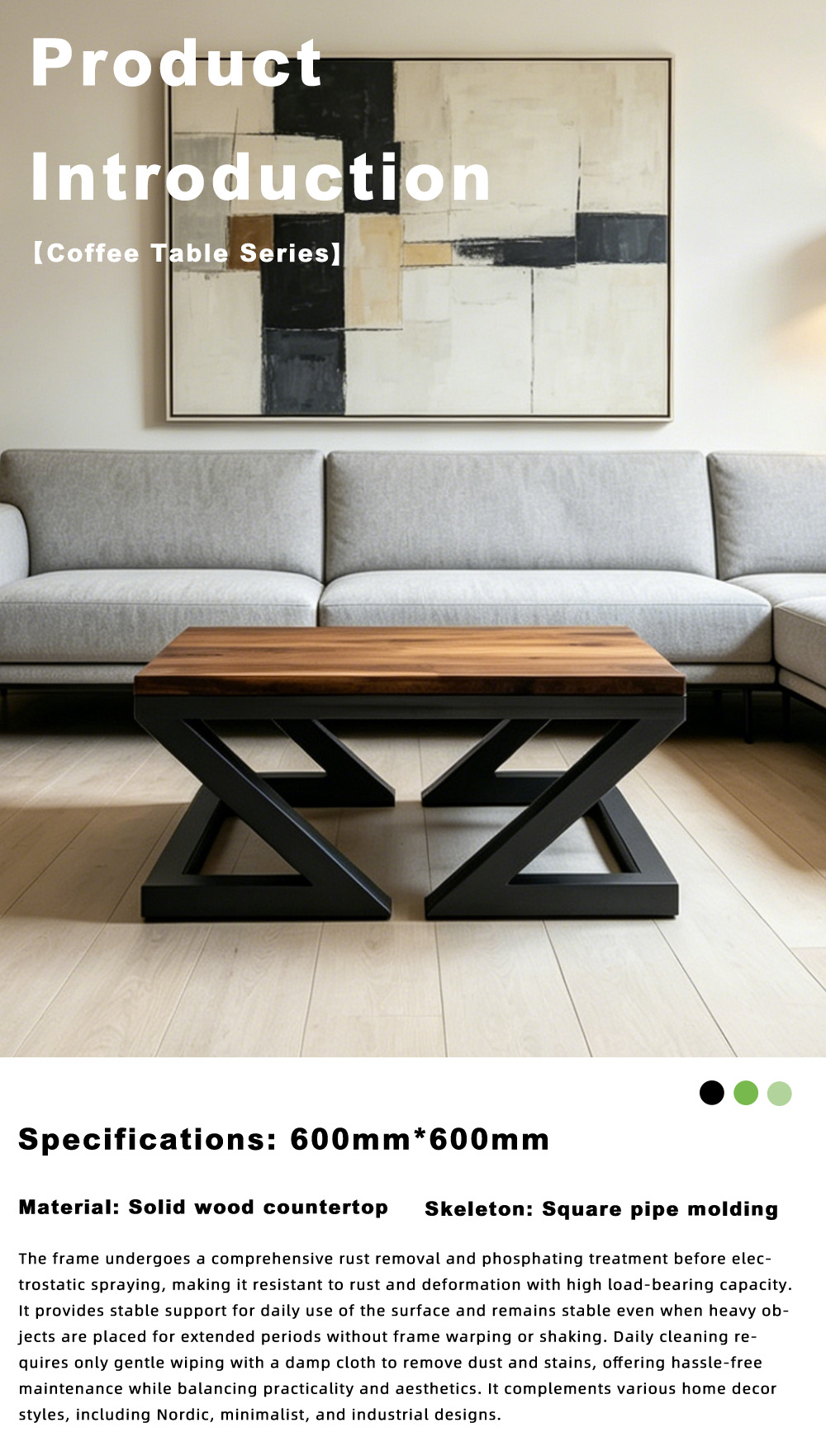 Z-shaped Solid Wood Coffee Table X