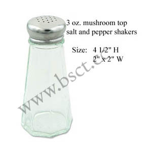 2 oz.mushroom top glass salt and pepper shakers set