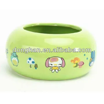 promotional round ceramic dog bowls with oem art design food safe