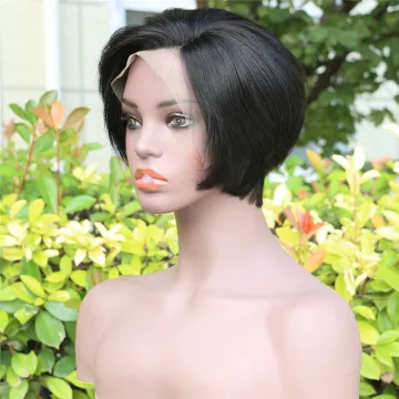 Top quality short straight human hair lace front bob wigs pixie cut virgin hair wig human hair toupee
