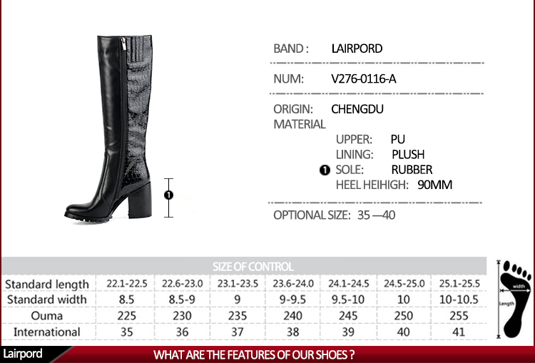 wholesale chunky heel real leather women boots