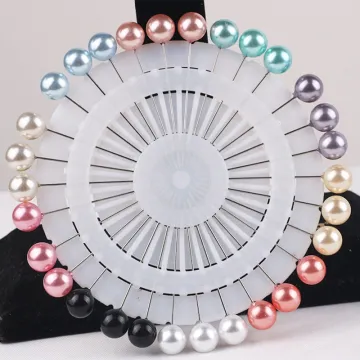 Hot Sale 4mm 5mm Muslim Hijab Pins Multi Color Round Pearl Brooch