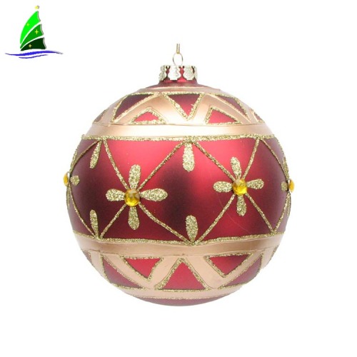 Personalized manufacturer round import wholesale 80mm red glass Christmas decoration ball ornament