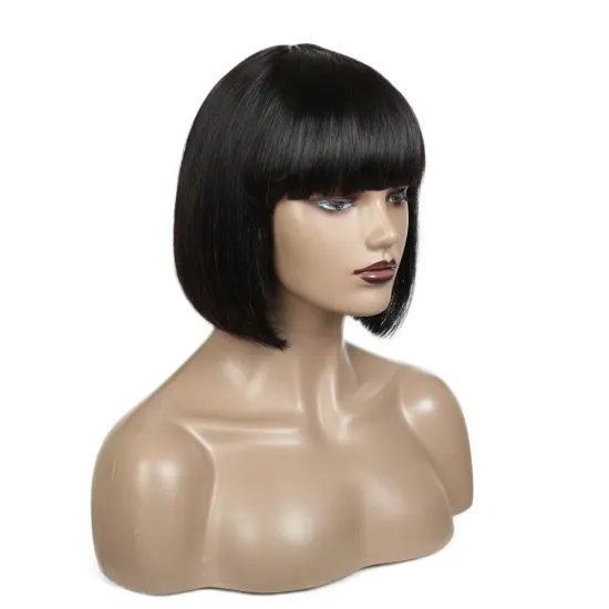 Wholesale  Highlight WigsLace Front 180% Density Straight 12A Double Drawn Machine Short Bob Wig  For Black Woman