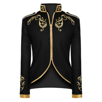 Corte nera vintage Prince Halloween Costume di cosplay anime con ricamo d'oro per uomini
