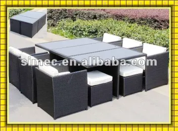 wicker rattan outdoor cube dining set