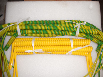 Polyurethane sheath or TPU sheath yellow green coil cable cord 2.5 sqmm