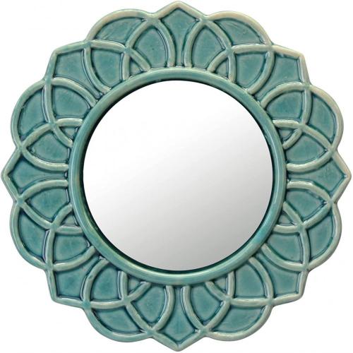 Floral Ceramic Accent Wall Mirror