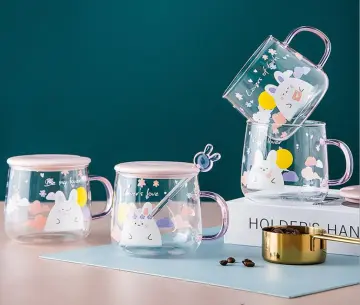 420ml drinking glass mugs cup with Ceramic lid