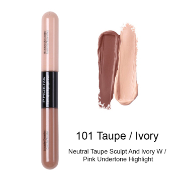 PHOER Brighten Skin Color Double Head Concealer Liquid 5 Color Long Oil Control Liquid Foundation TSLM2