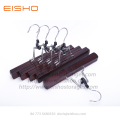 EISHO Dark Walnut Wooden Clamping Trouser Hangers