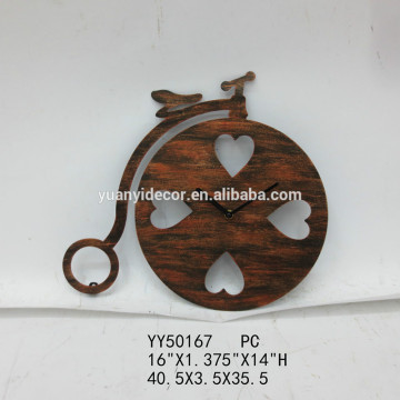 rusty metal bike clock for wall decoration, cheap clock