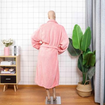 pink long cotton bathrobe robes for women