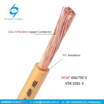 Nyaf 450/750 V Flexible copper conductor Cu/PVC Cable wire