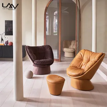 Modern Wooden Frame Fabric Backrest Lounge Chair