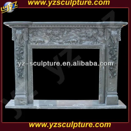 blue stone antique fireplace round