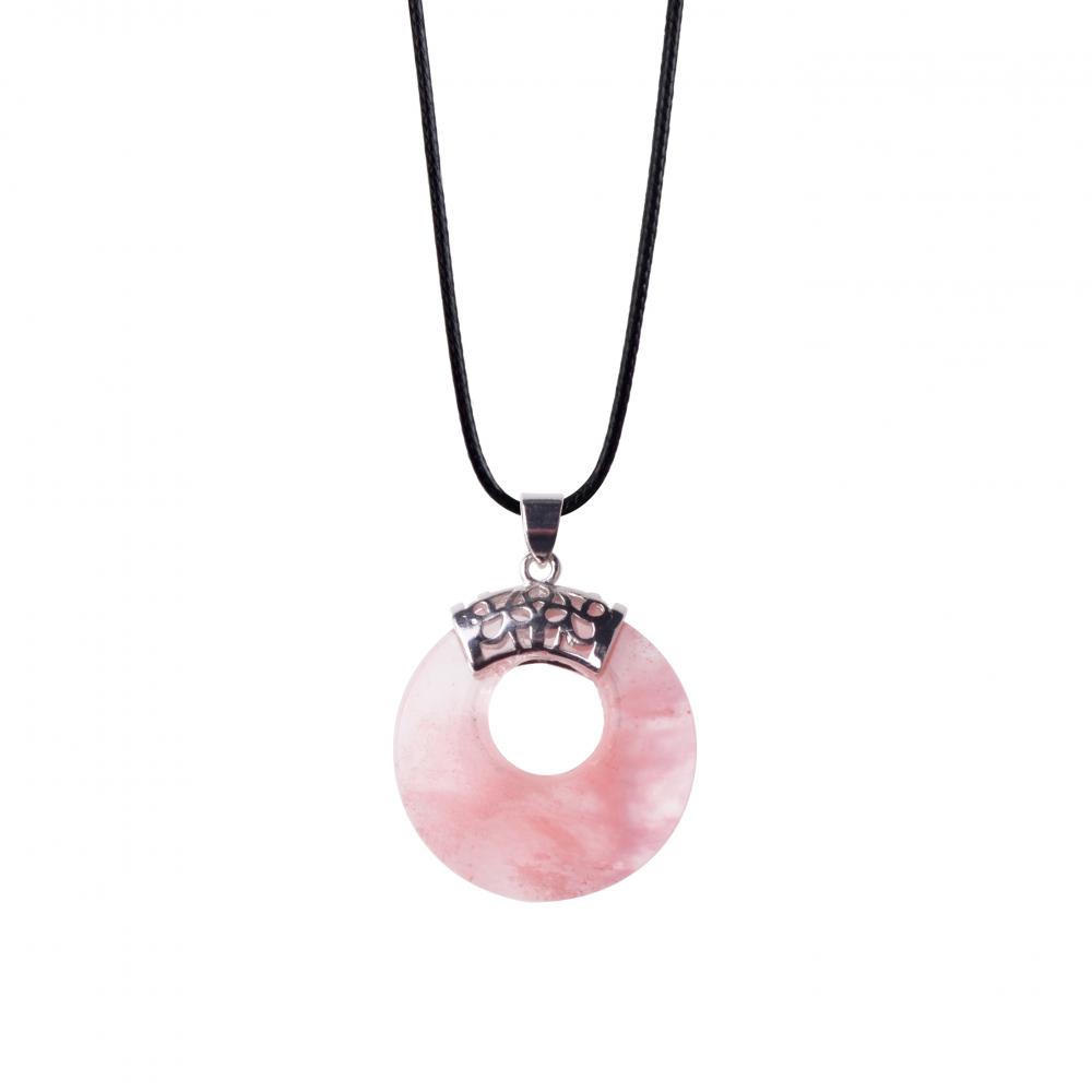 Круглый пончик Целебные кристаллы ожерелье натуральный драгоценный камень амулет чакры Lucky Coin Protection кварцевый кулон Рейки для мужчин и женщин