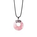 Circle Donut Healing Crystals Necklace Natural gemstone Chakra Amulet Lucky Coin Protection Quartz Reiki Pendant Men Women