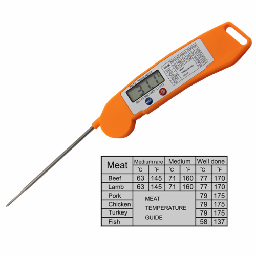 logo thermomètre numérique personnalisé pour four à barbecue avec sonde pliable