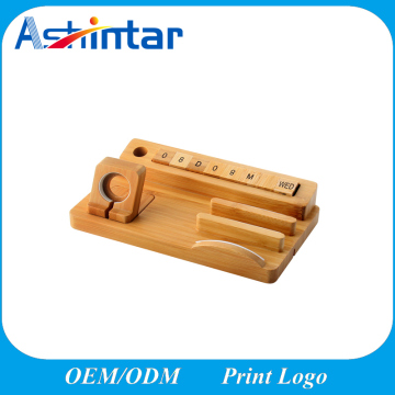 Universal Multi-Device Charging Station Dock, Bamboo Wood Charge Dock Holder