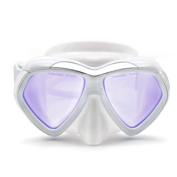 Maschera per immersioni colorate in vetro temperato con obiettivo anticruolielo