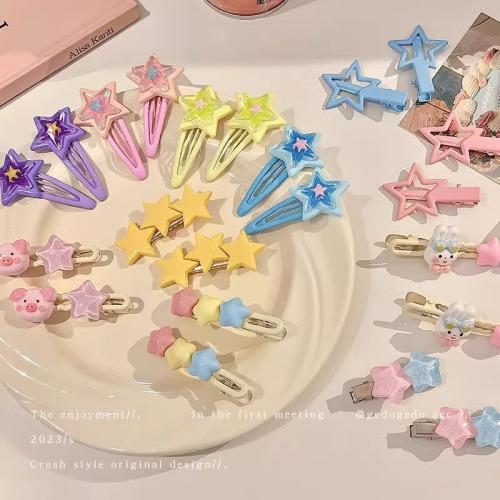 Colorful five pointed star hairpin