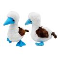 Blue foot white feather teal plush toy decoration