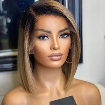 pre plucked hd lace closure ombre brown human hair wig, ombre brown lace front human hair wigs for black women