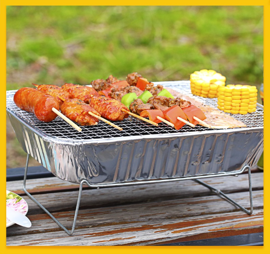 Outdoor disposable barbecue grill for hiking