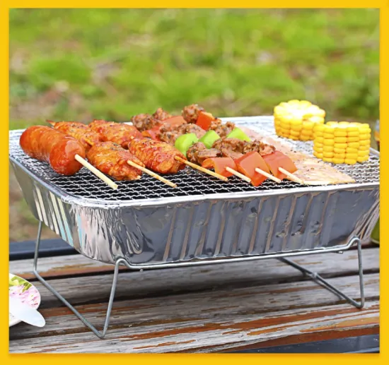 Outdoor disposable barbecue grill for hiking