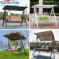 Outdoor metal multi-person patio swing with awning