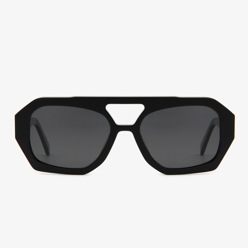 Modern Double-Bridge Aviator Acetate Sunglasses