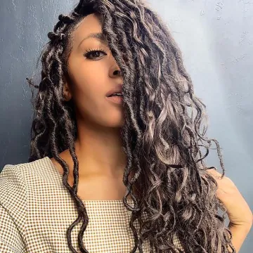 Wholesale Synthetic Ombre Wavy Braids Goddess Faux Locs Hair Extensions Twist River Locs Crochets With Curly Ends