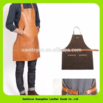 16025 Popular top quality logo printed kitchen cooking leather apron