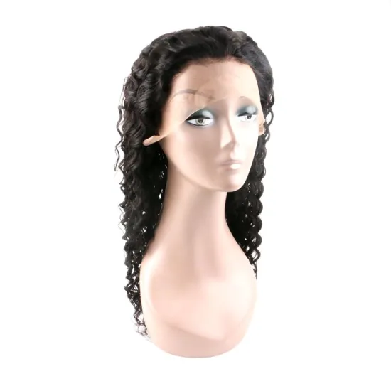 Factory Price 100% Unprocessed Virgin Peruvian Human Hair Curly Mink 360 Lace Frontal Wig With Baby Hair