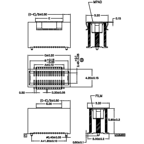 1,5-2.5 Einzelschlitz männlicher H6.0-Board-to-Board-Stecker