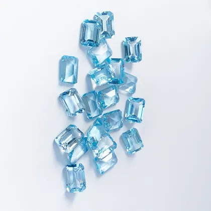 Small Octagon Cut Sky Blue Topaz Blue Gems