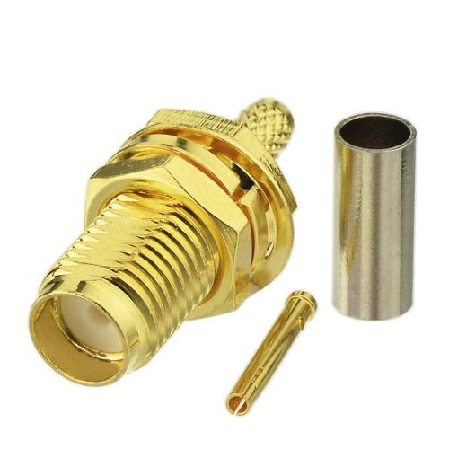 Gold-Plated SMA Female Bulkhead Crimp Connector