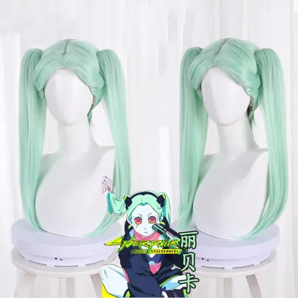 Cyan Color Double Ponytail Rebecca Cosplay Wig