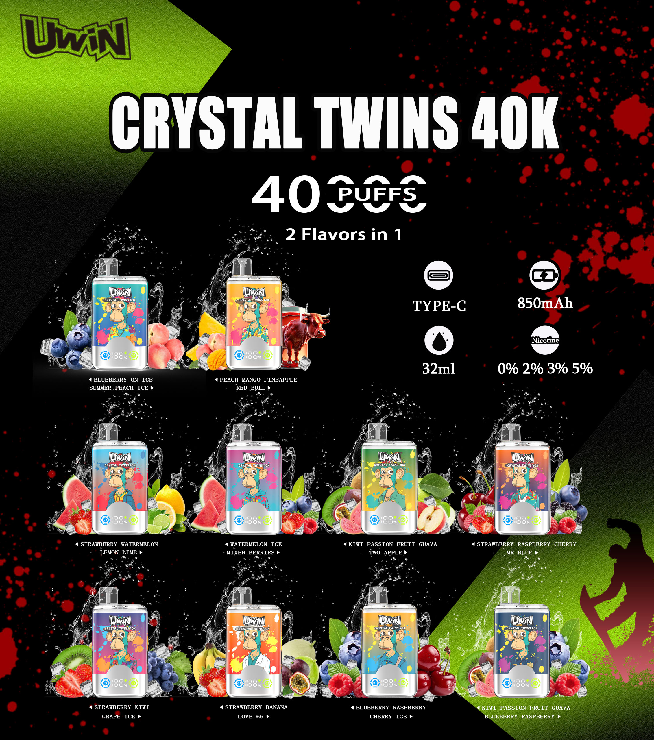 Uwin crystal twins 40000 Uwin crystal twins 40000